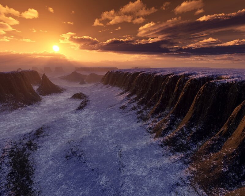 sunset over alien canyon