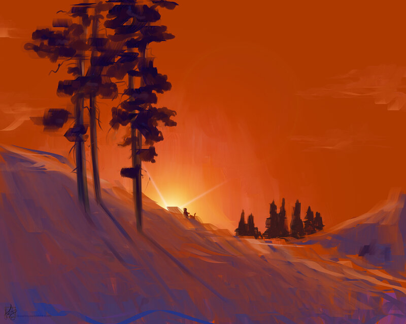 sunset over alien dunes
