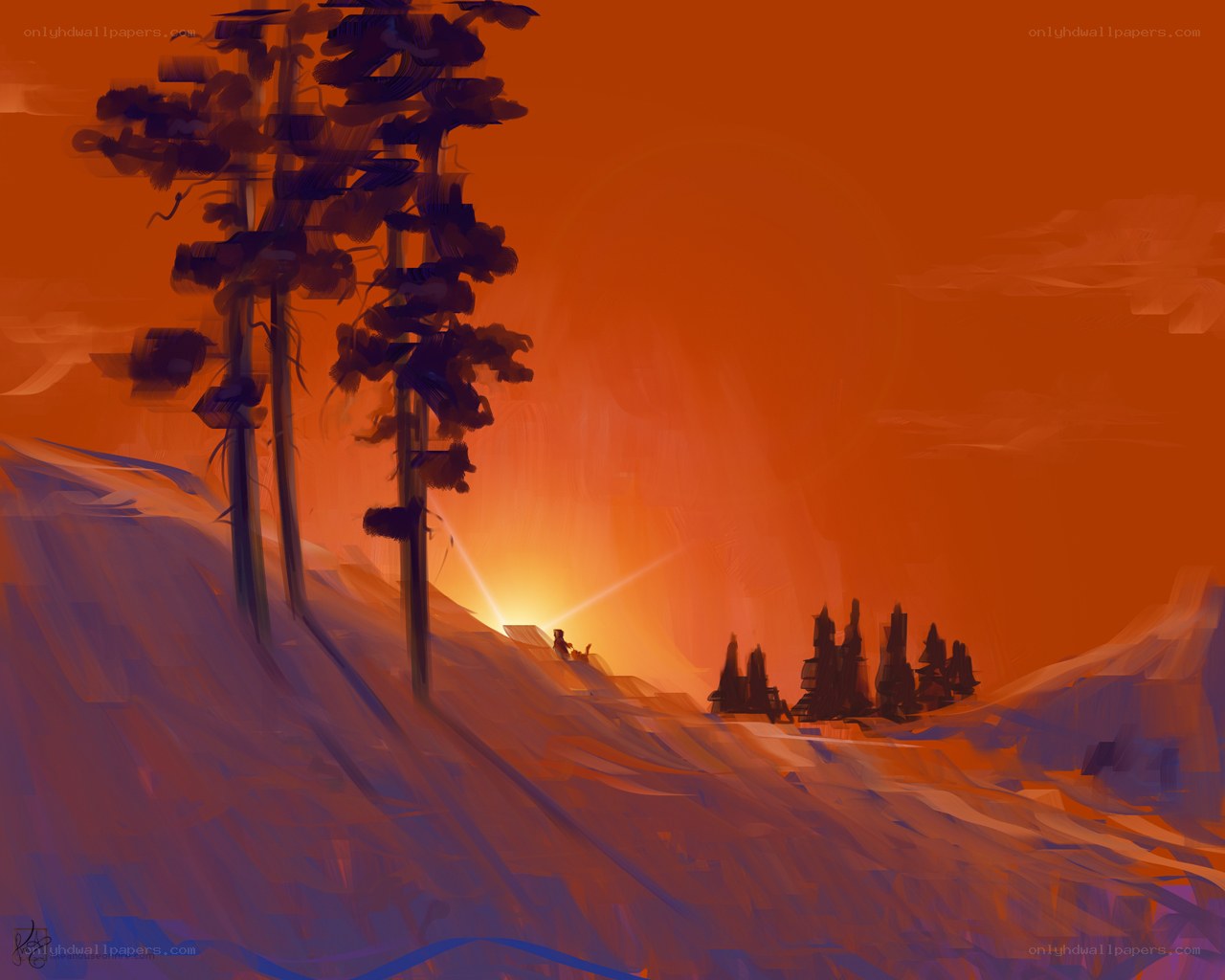 sunset over alien dunes