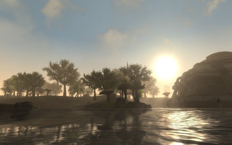 Sunset over Alien Landscape — Blue