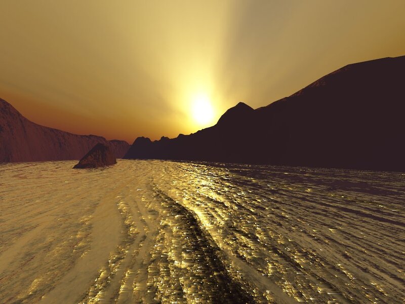 Sunset over Alien Landscape — Gold