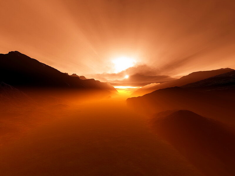 Sunset over Alien Mountains — Orange