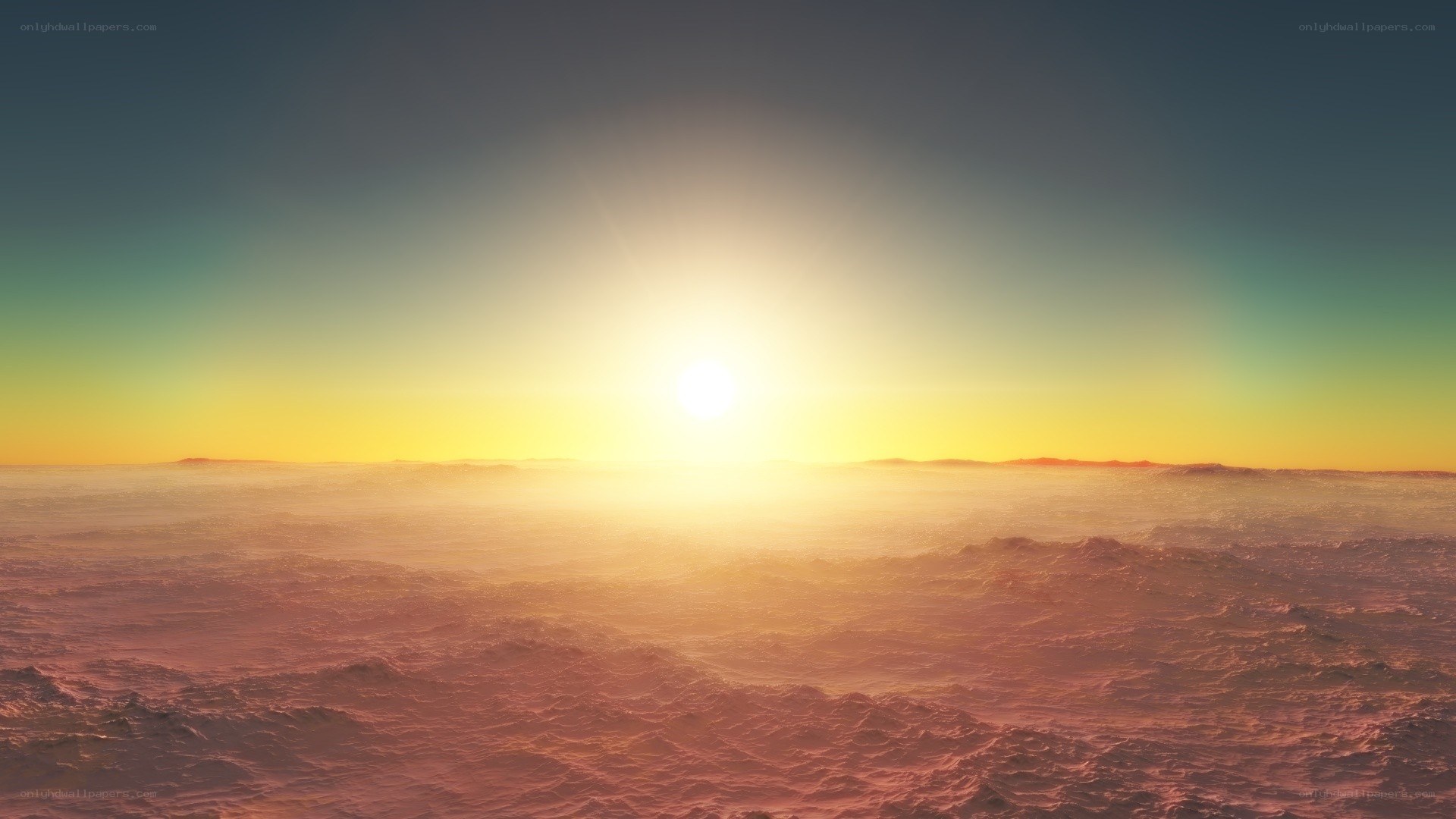 sunset over alien ocean
