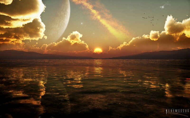 Sunset over Alien Planet — Orange