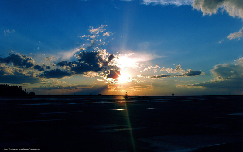 Sunset over an empty runway