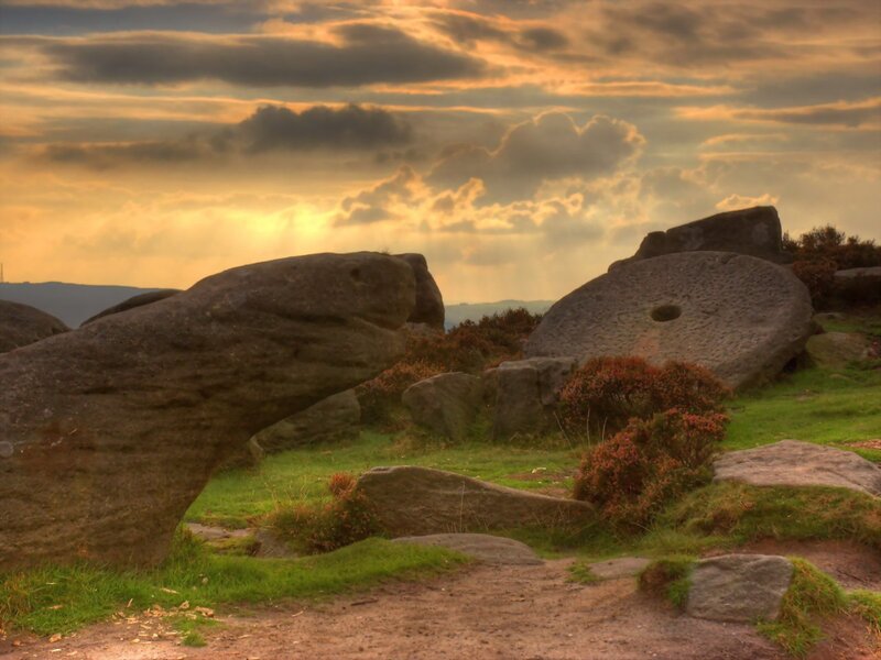 Sunset over ancient stones