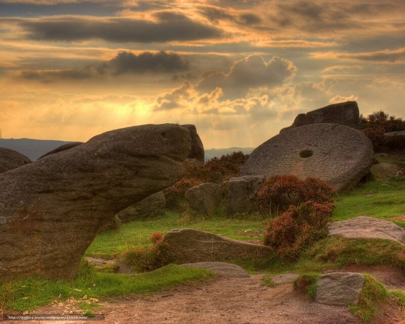 Sunset over ancient stones