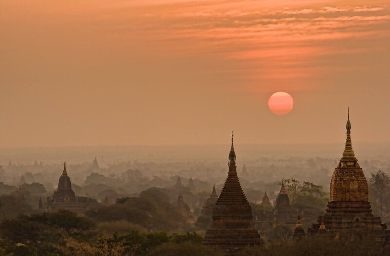Sunset over ancient temples