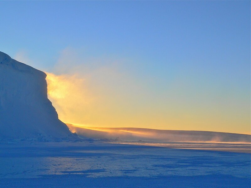 Sunset over Antarctic ice