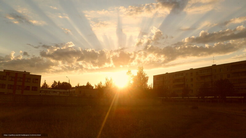 Sunset over apartment buildings