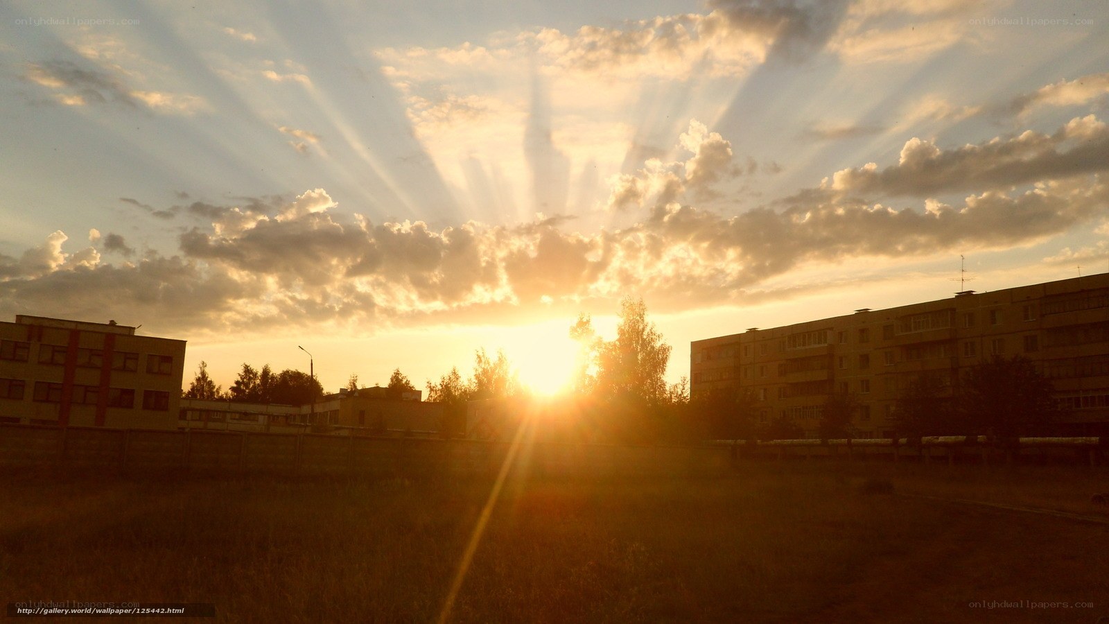 Sunset over apartment buildings