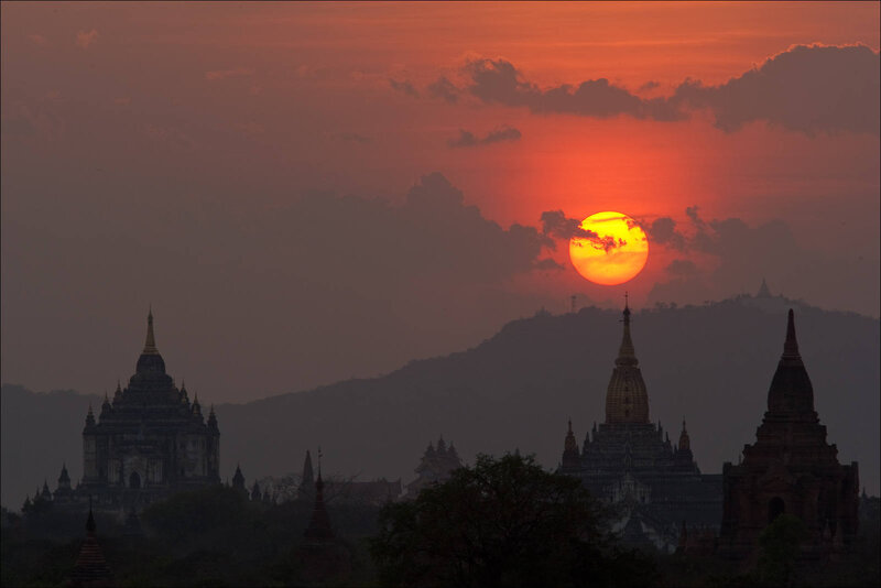 Sunset over Bagan temples