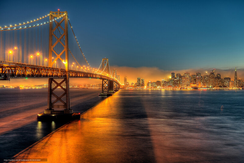 Sunset over Bay Bridge — Blue, Dramatic