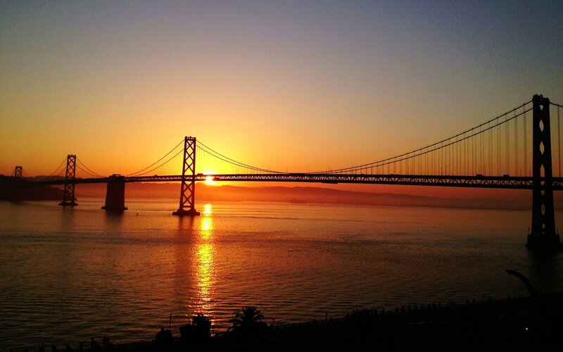 Sunset over Bay Bridge