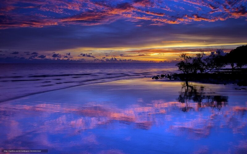Sunset over Beach — Blue, Dramatic, Photograph, Sky
