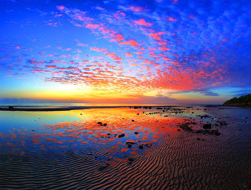 Sunset over Beach — Blue, Dramatic