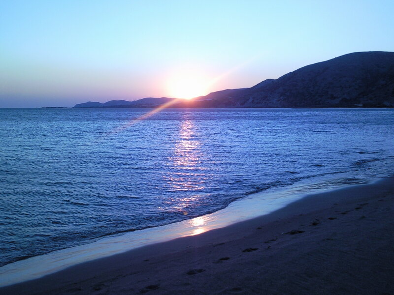 Sunset over Beach — Blue, Serene, Photograph, Sea