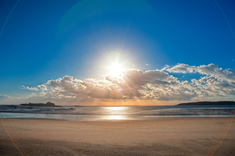 Sunset over Beach — Blue, Serene, Photograph, Sun