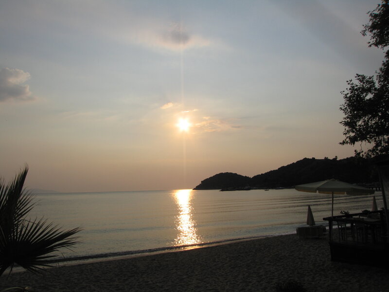 Sunset over Beach — Blue, Serene, Photograph