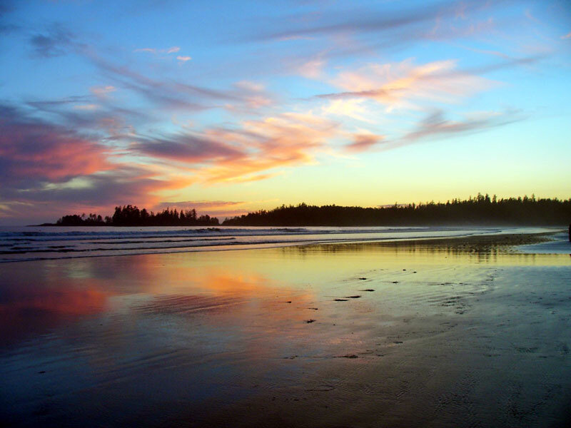 Sunset over Beach — Blue