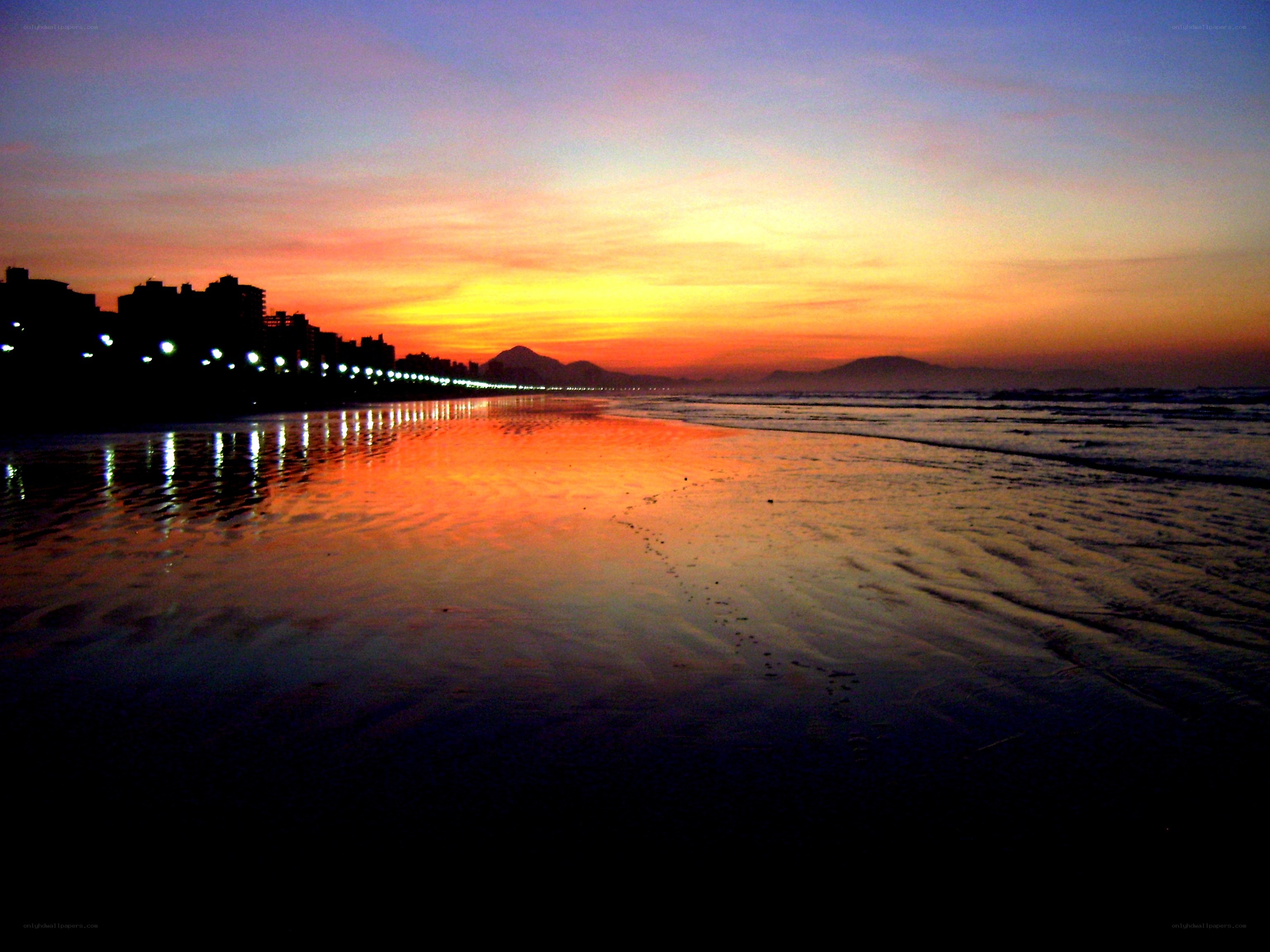 sunset over beach city