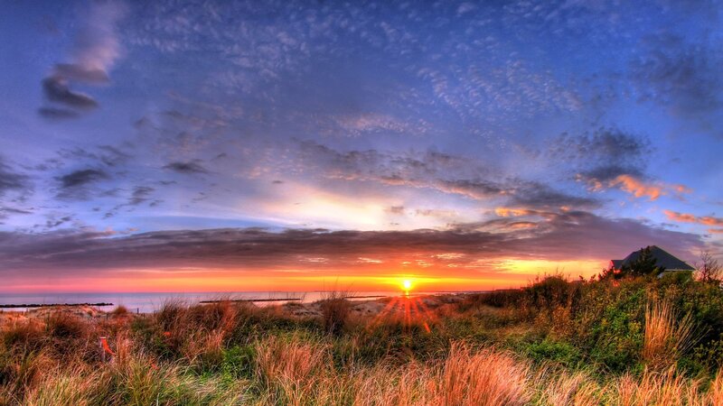 Sunset over Beach Dunes — Blue, Serene