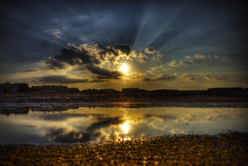 Sunset over Beach — Gold