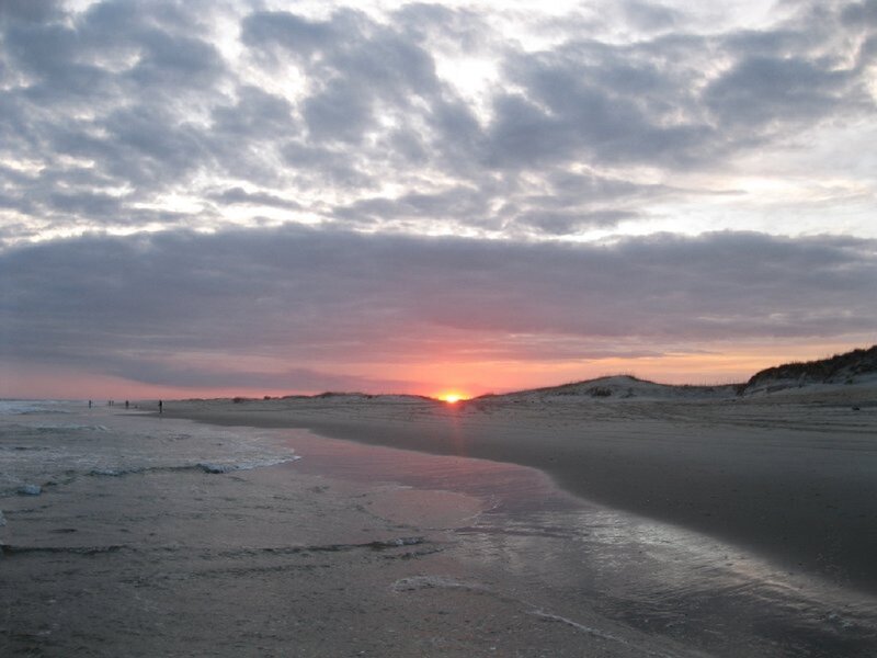 Sunset over Beach — Gray