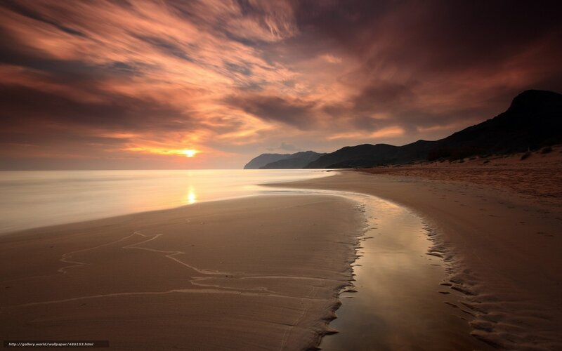 Sunset over Beach — Orange, Dramatic, Photograph, Sea