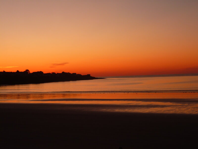 Sunset over Beach — Orange, Serene, Photograph, Sky