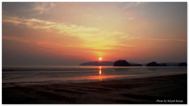 Sunset over Beach — Orange, Serene, Photograph, Sun, Island