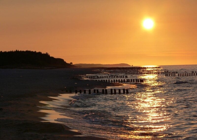 Sunset over Beach — Orange, Serene, Photograph, Sun, Ocean