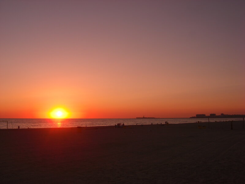 Sunset over Beach — Orange, Serene, Photograph, Sun