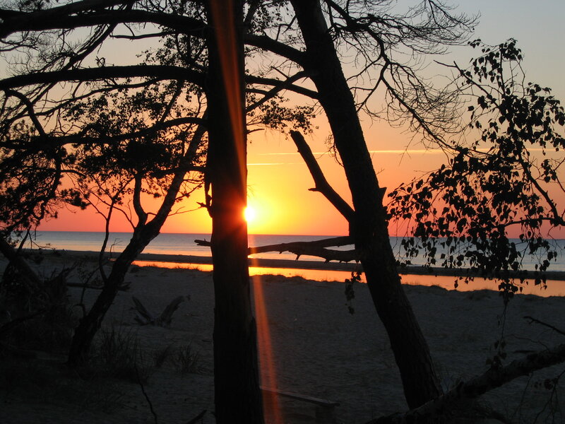 Sunset over Beach — Orange, Serene, Photograph