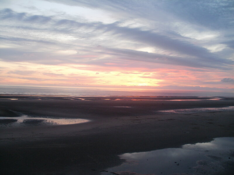 Sunset over Beach — Pink