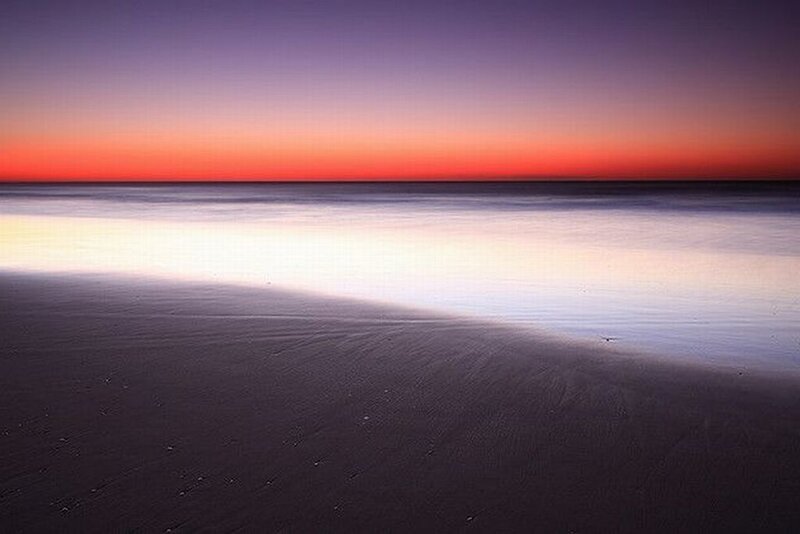 Sunset over Beach — Purple, Serene, Photograph