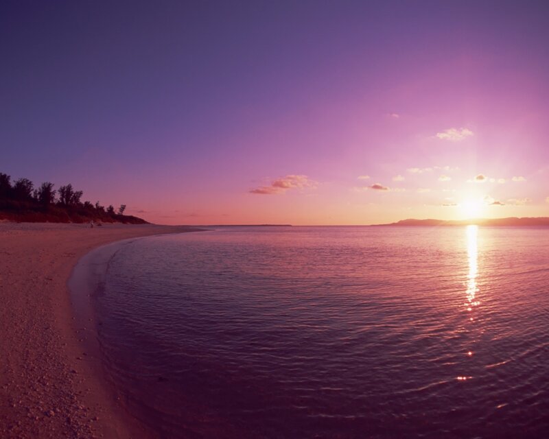Sunset over Beach — Purple, Serene