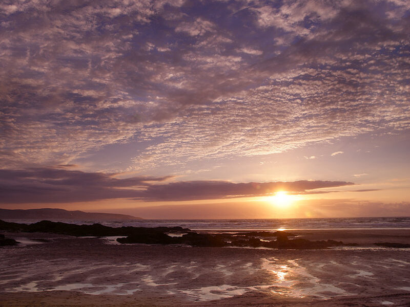 Sunset over Beach — Purple