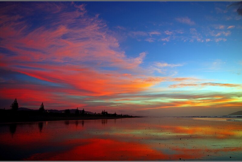 Sunset over Beach — Red