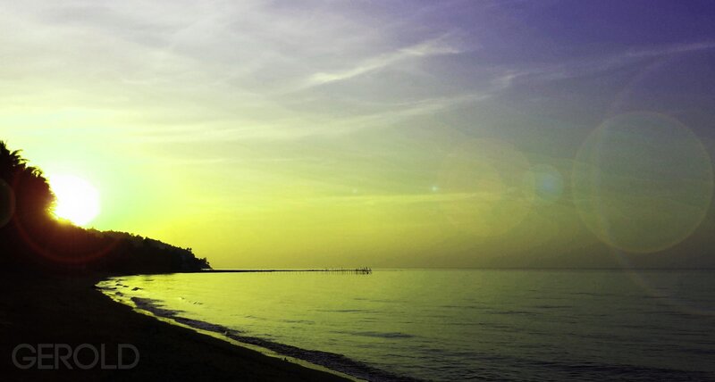 Sunset over Beach — Yellow, Serene, Photograph, Sun