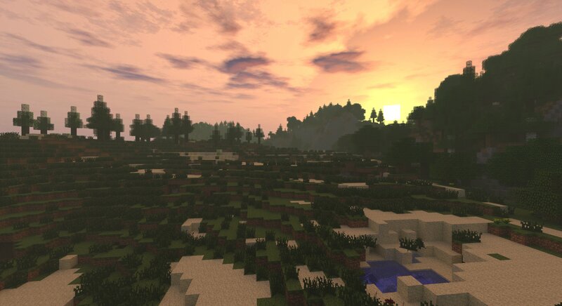 Sunset over Blocky Landscape
