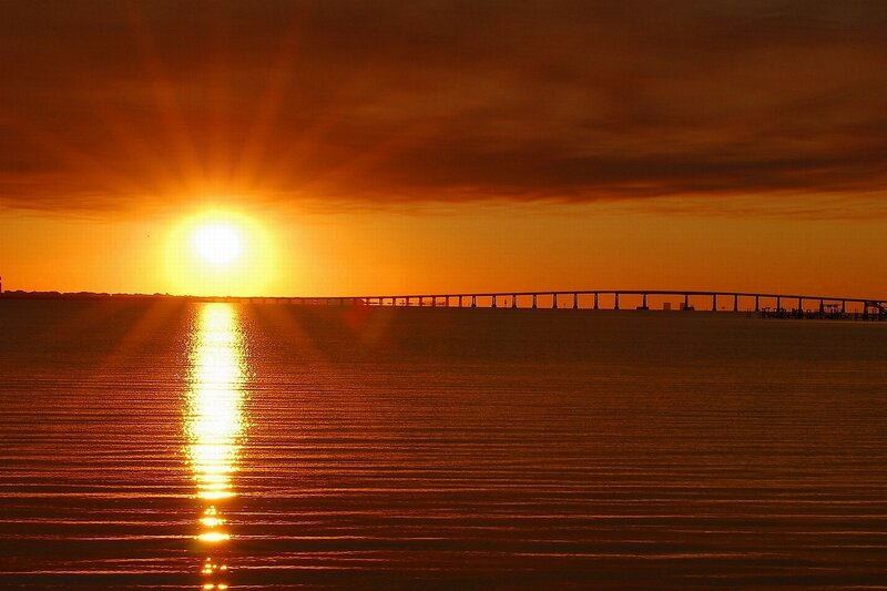 Sunset over Bridge — Orange, Dramatic