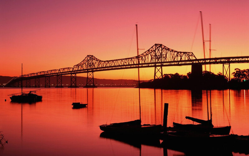 Sunset over Bridge — Red