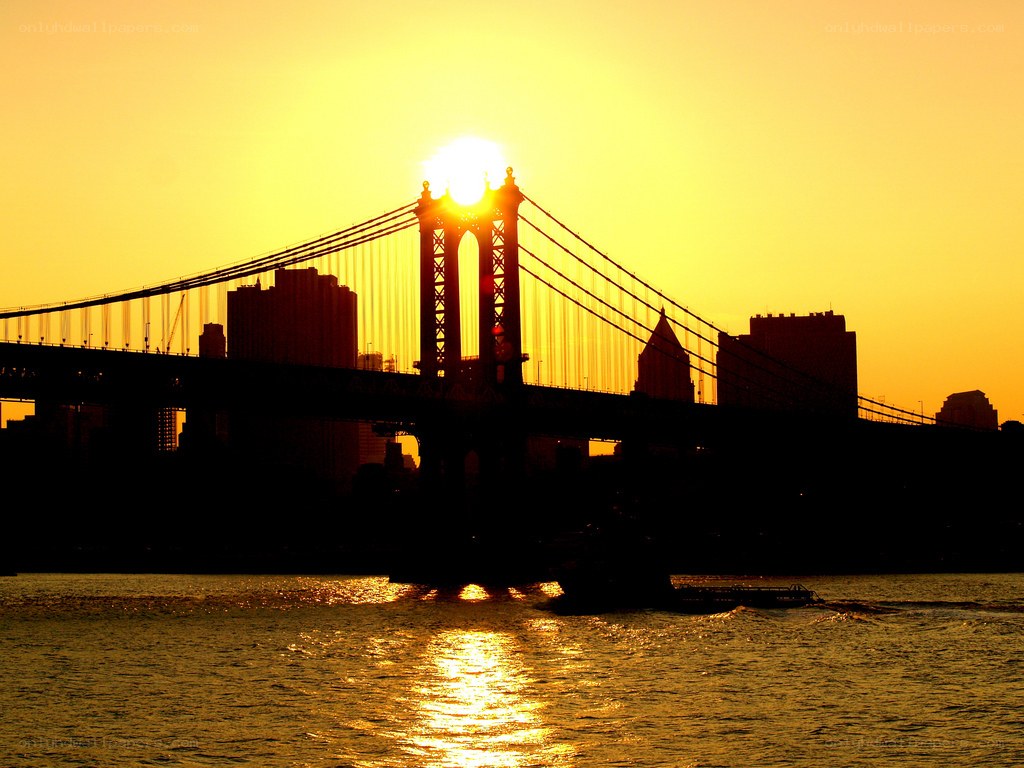 Sunset over Brooklyn Bridge