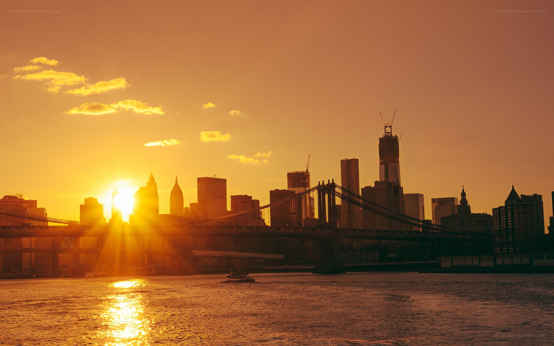 Sunset over Brooklyn Bridge