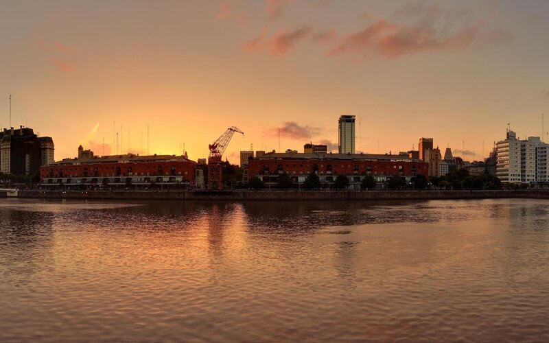 Sunset over Buenos Aires riverfront