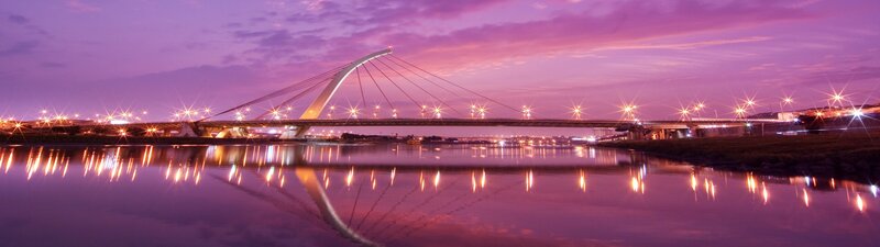 Sunset over Cable-stayed Bridge — Purple