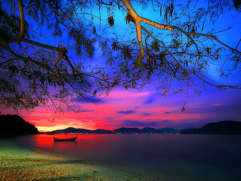 Sunset over Calm Bay — Blue