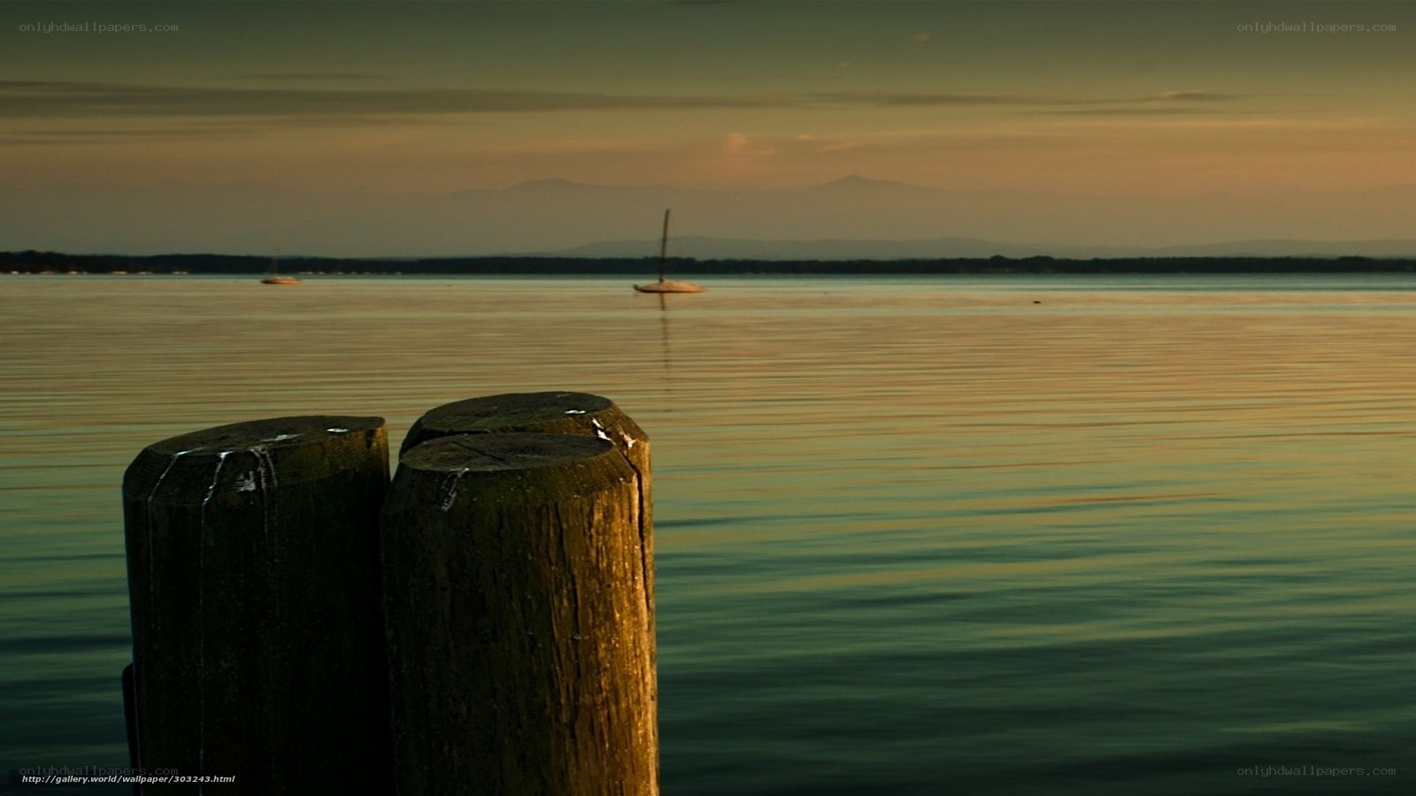 Sunset over calm lake