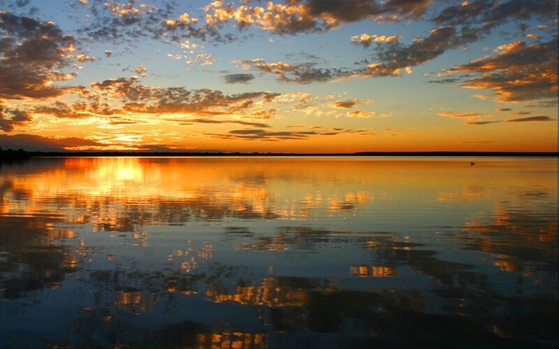 Sunset over Calm Lake — Orange